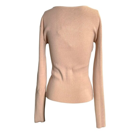 Revolve Le SuperbeTwisted Sister Womens Ribbed Knit Long-Sleeve Top Blush Pink M - Picture 7 of 7